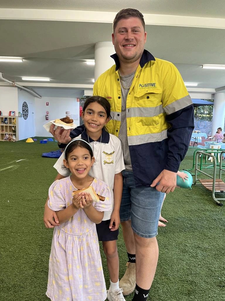 Dad and his two daughters at the Kids & Dads Adventure Play Day at Simba Education Macquarie Park childcare centre